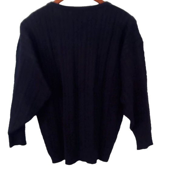 Jaeger Paris London NY Black Knit Sweater 100% Wool - Picture 2 of 4